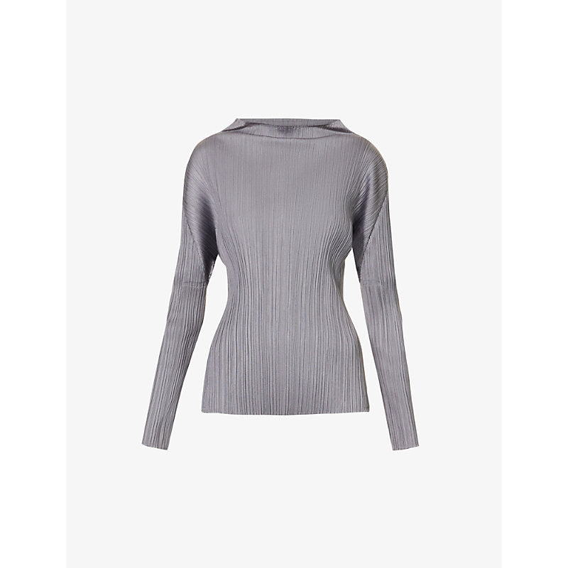  Pleats Please Issey Miyake Pleated high-neck knitted top