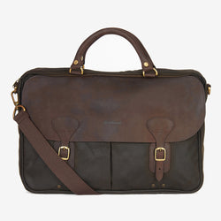 Barbour Men's Wax Leather Briefcase Olive