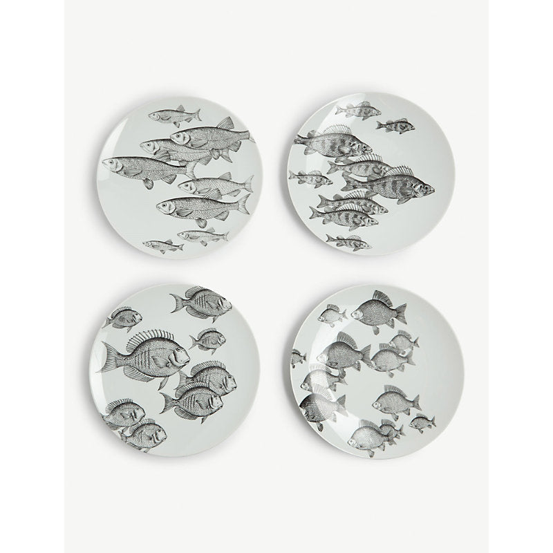 Fornasetti Fish print ceramic plates set of six