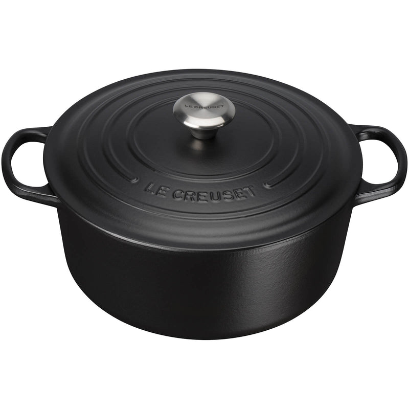 Le Creuset Signature Cast Iron Round Casserole Dish - 20cm - Satin Black