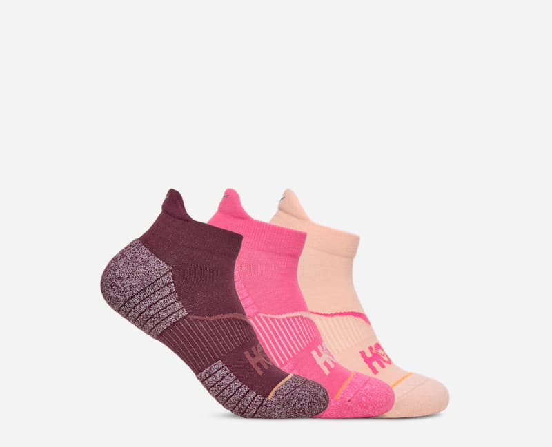 HOKA No-Show Run Sock-Pack Black Cherry Electric Rose Lattearge