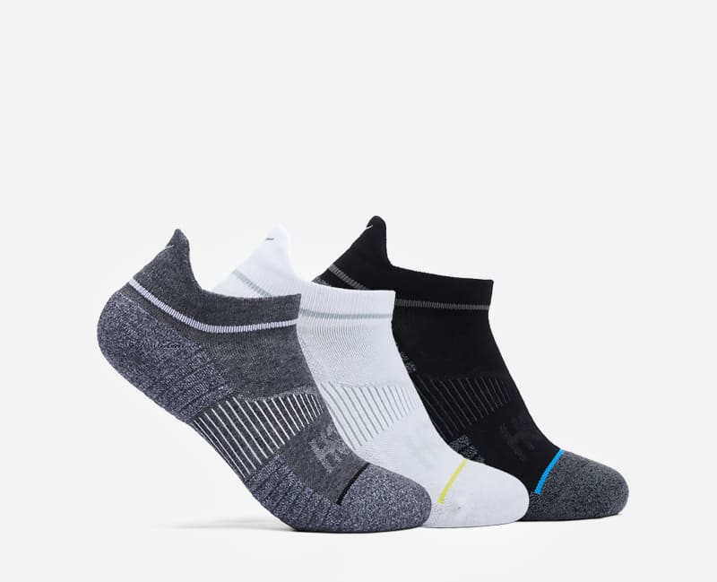 HOKA No-Show Run Sock-Pack White Black Greyarge