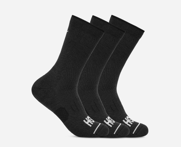 HOKA Crew Run Sock 3-Pack Black Black Black, Size XL