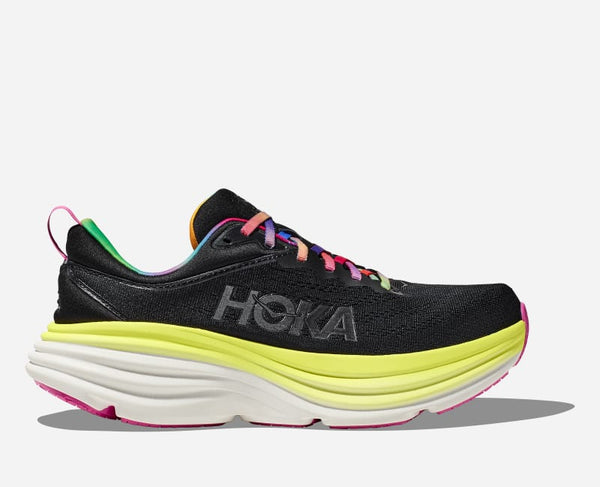 HOKA Bondi 8 Road Running Shoes Black Citrus Glow