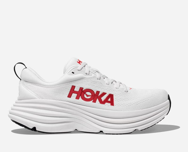 HOKA Bondi 8 Road Running Shoes White Vermillion