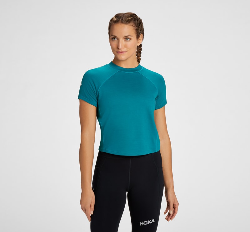HOKA Midweight Merino Blend Short Sleeve Top Deep Lake