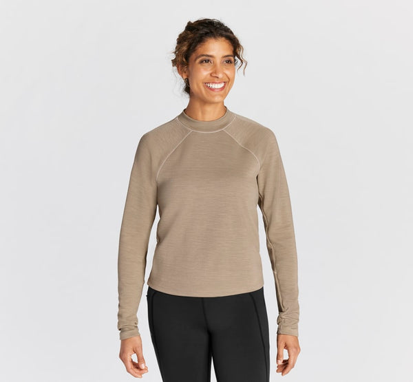 HOKA Midweight Merino Blend Long Sleeve Dune, Size Small