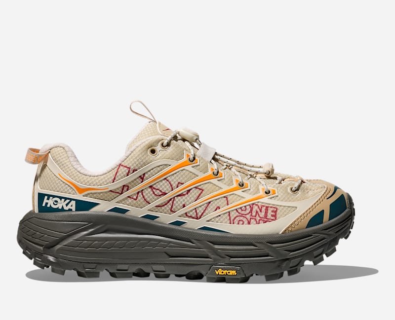 HOKA Mafate Three2 Lifestyle Shoes in Cream Khaki