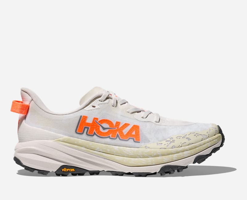 HOKA Speedgoattrail Shoes White Neon Tangerine