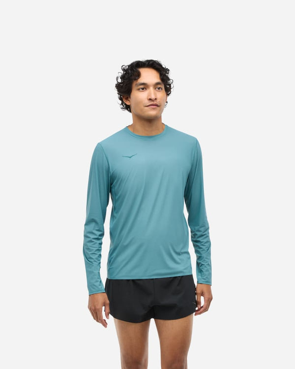 HOKA Airolite Run Long Sleeve Mountain Fog, Size Large