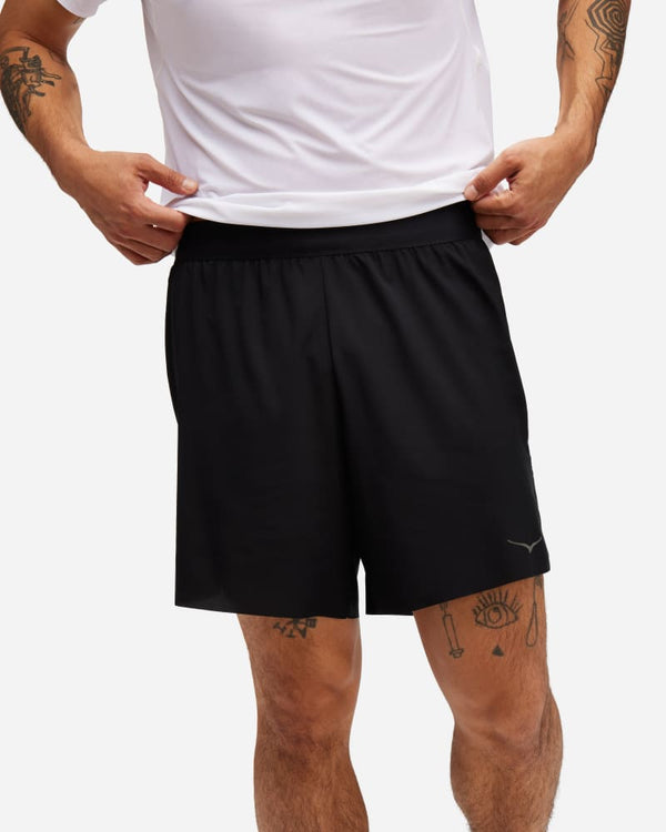 HOKA Glide 7'' Short with Brief Black, Size Large