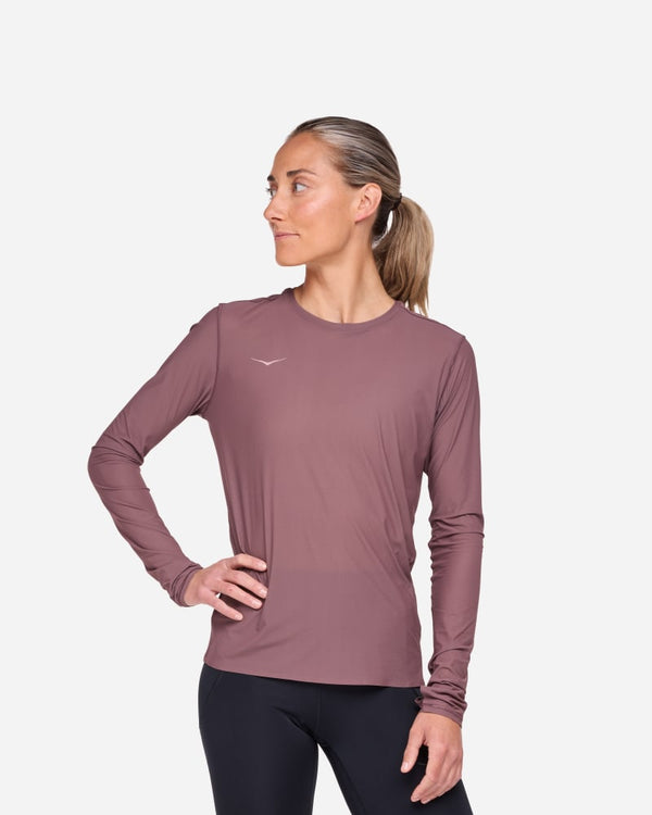 HOKA Airolite Run Long Sleeve Smokey Quartz, Size XL