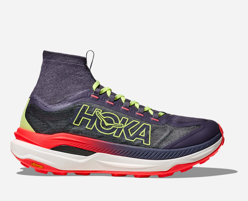 HOKA Tecton X 3 Trail Shoes in Squid Ink Neon Flame