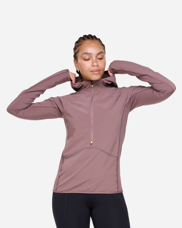 HOKA SkyGlow Half-Zip Smokey Quartz, Size Large