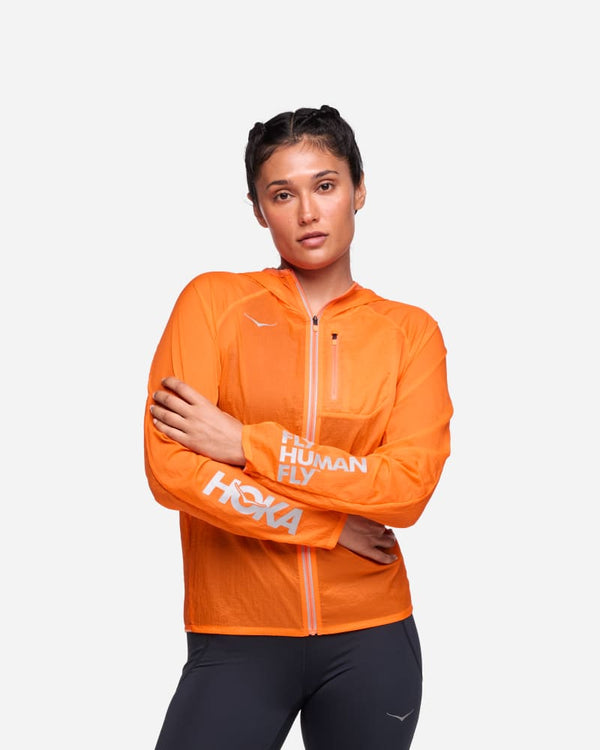 HOKA Skyflow Viz Jacket Electric Tangerine, Size Large