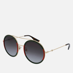 Gucci Women's Round Frame Sunglasses Gold/Green