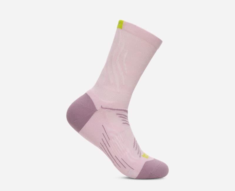 HOKA Bondi Quarter Run Sock in Lilac Cream