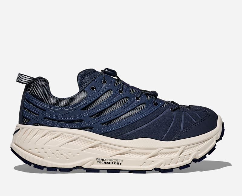 HOKA Elite Terrain System Stinson EVO OG Lifestyle Shoes in Varsity Navy Alabaster