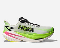 HOKA Mach X 3 Road Running Shoes in White Neon Lime