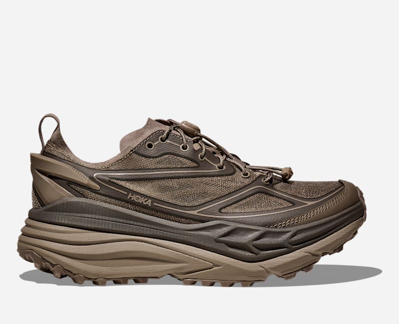 HOKA Stinson One7 Trail Shoes in Light Roast Asphalt