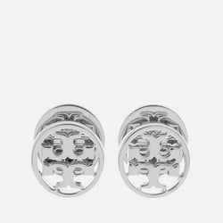 Tory Burch Women's Logo Circle-Stud Earrings - Tory Silver