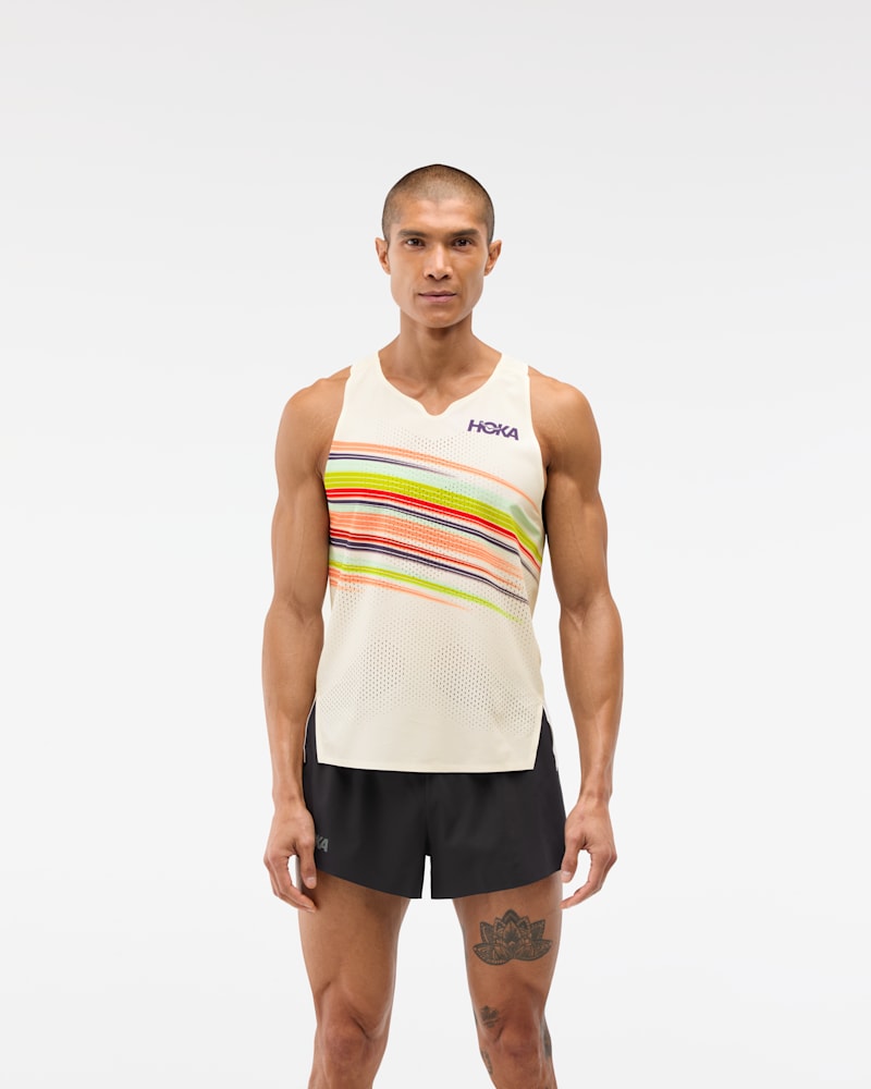 HOKA Race Day Singlet in Alabaster Flare