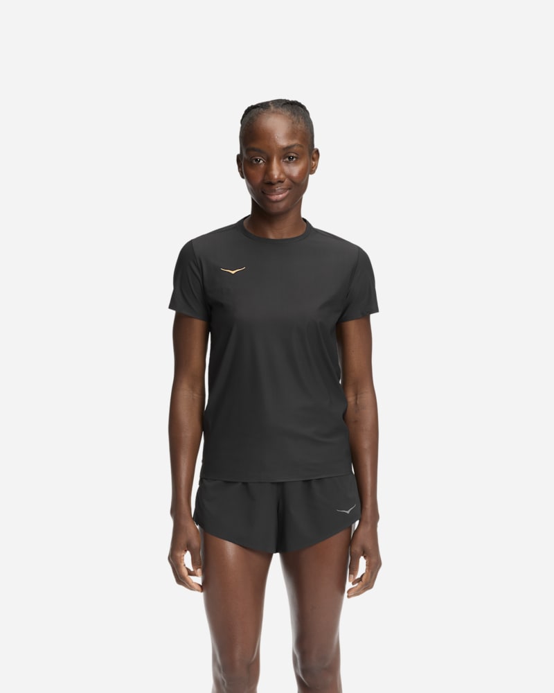 HOKA Airolite Short Sleeve Topin Black Gold