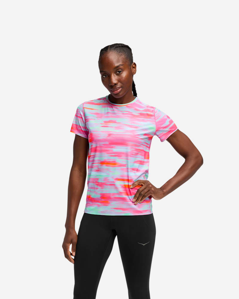 HOKA Airolite Short Sleeve Topin Pink Blurr