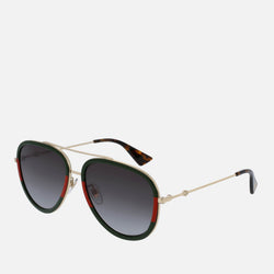 Gucci Women's Metal Aviator Sunglasses Gold/Green