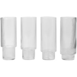 Ferm Living Ripple Long Drink Glasses (Set of 4)