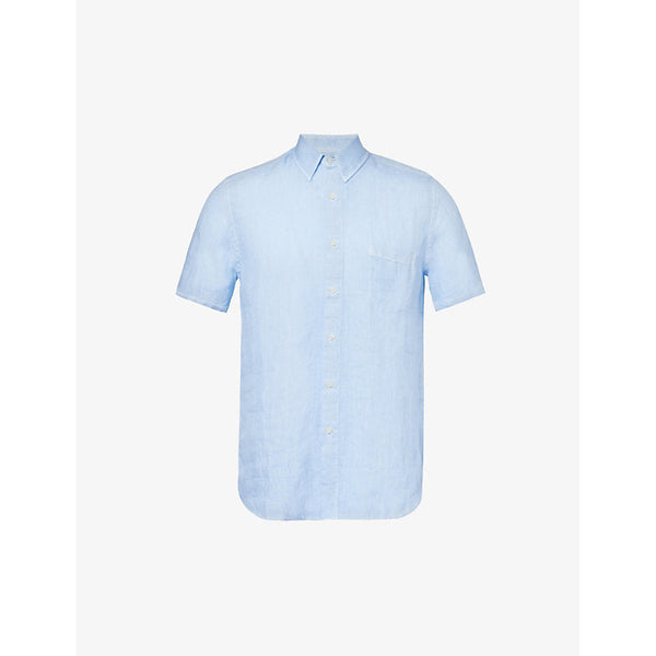 120% Lino Short-sleeve patch-pocket regular-fit  linen shirt