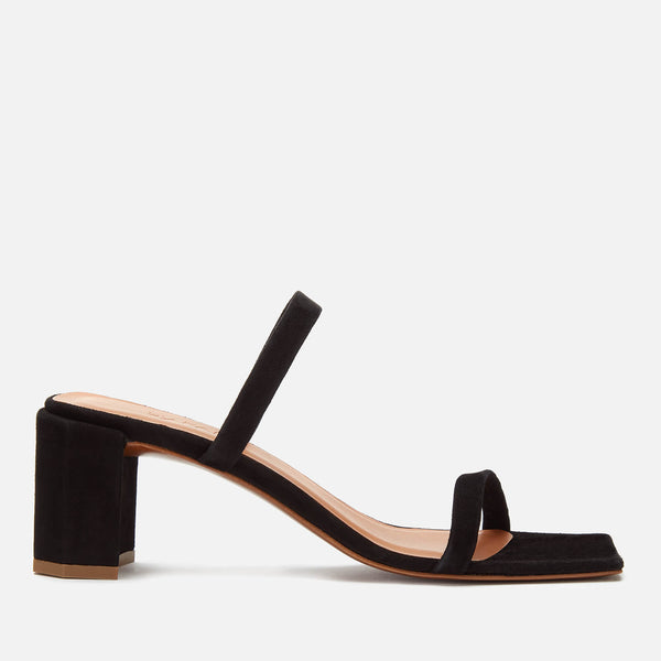 BY FAR Women's Tanya Suede Block Heeled Sandals - Black 