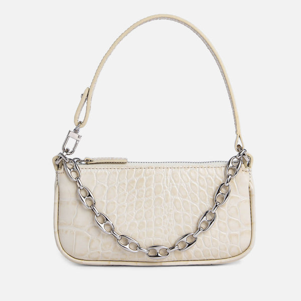 BY FAR Women's Mini Rachel Croco Bag - Cream