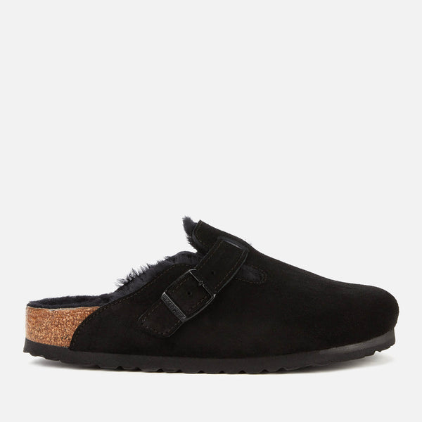 Birkenstock Boston Suede And Shearling Mules