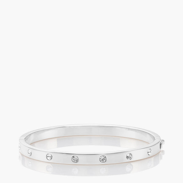 Kate Spade New York Women's Set In Stone Metal Stone Hinged Bangle Clear/Silver