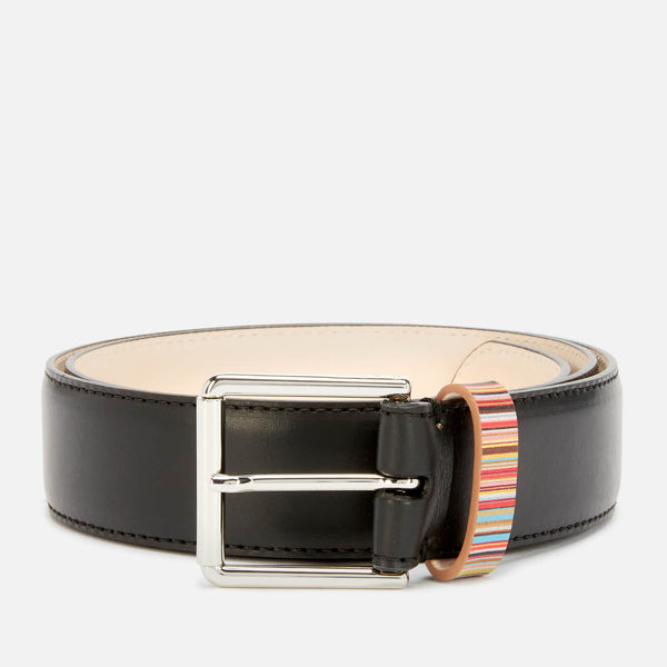 PS Paul Smith Men's Stripe Keeper Belt - Black - 6