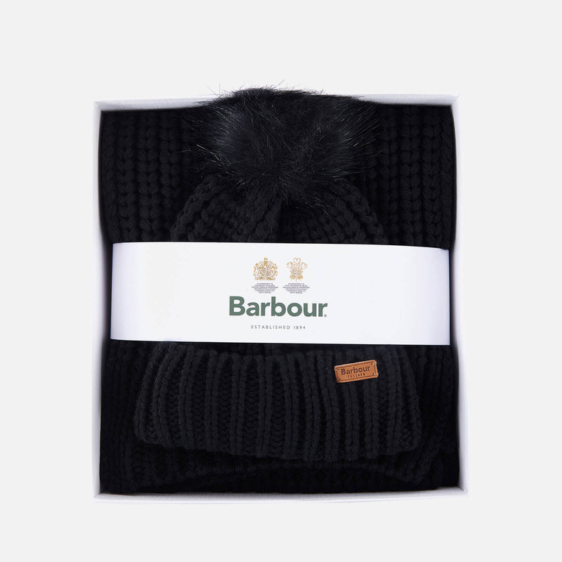 Barbour Women's Saltburn Beanie And Scarf Set Black