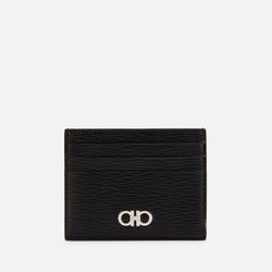 Ferragamo Men's Gancini Bicolour Credit Card Holder - Black/Ferragamo Red