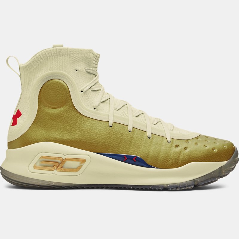 Under Armour Curry Retro Basketball Shoes Lemon Ice Metallic Gold Red