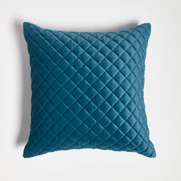 ïn home Diamond Quilted Velvet Cushion - Blue