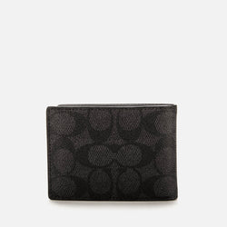 Coach Men's Signature Canvas Slim Bifold Wallet - Charcoal/Black