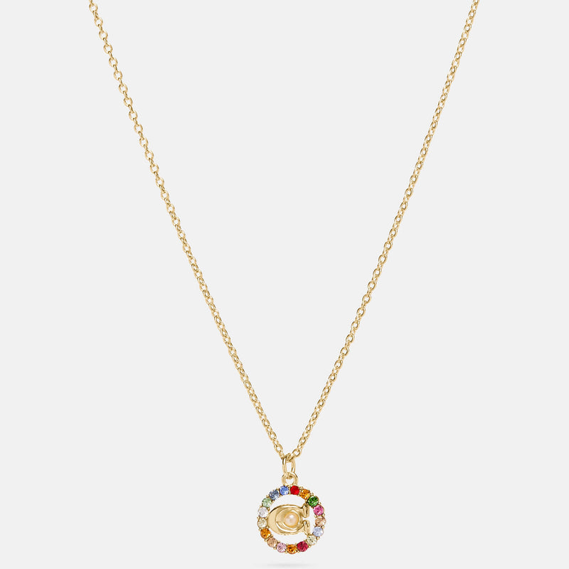 Coach Women's C Multi Crystal Necklace - Goldulticolour