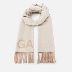 Ganni Women's Fringed Wool Scarf Egret