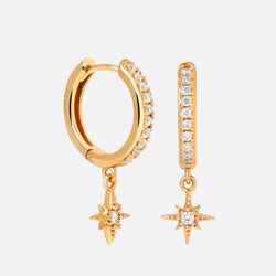 Astrid & Miyu Crystal Star GoldPlated Hoop Earrings