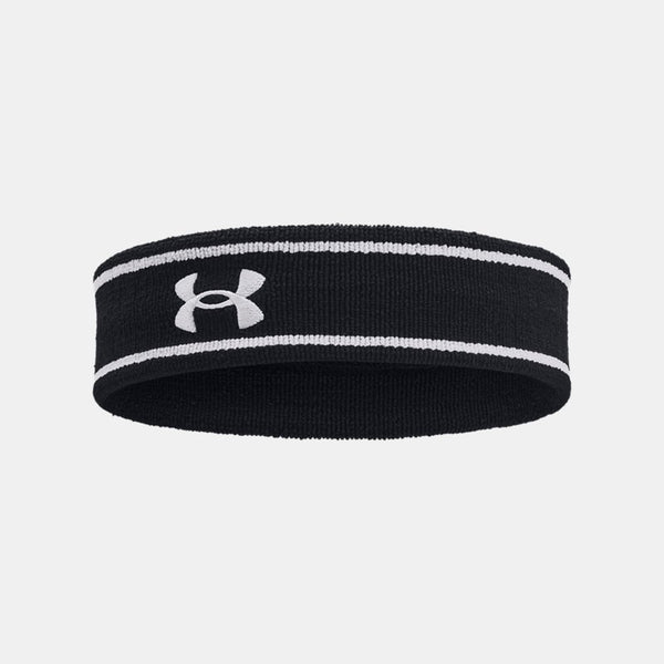 Under Armour Striped Performance Terry Headband Black White Black OSFM