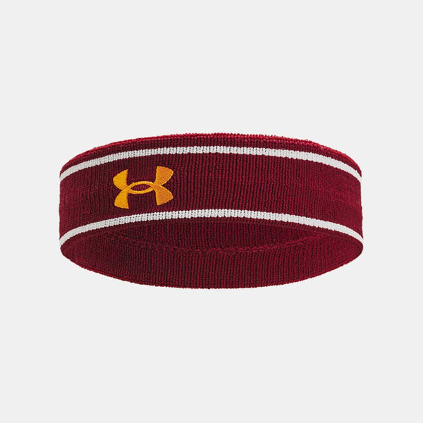 Under Armour Striped Performance Terry Headband Cardinal White Clay Golden Yellow