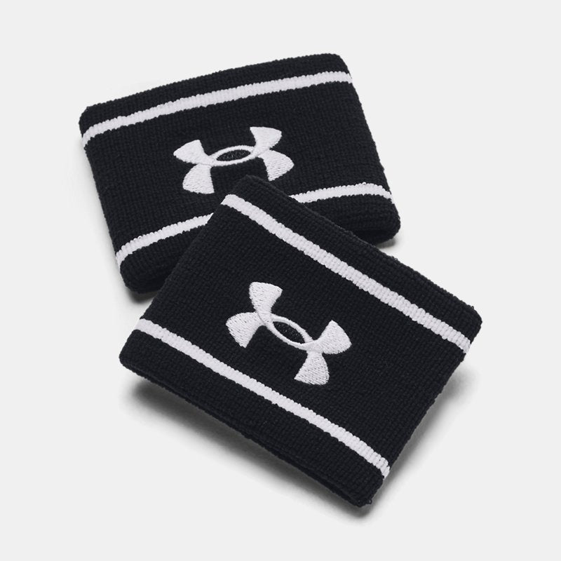 Under Armour Striped Performance Terry -Pack Wristbands Black White Black OSFM