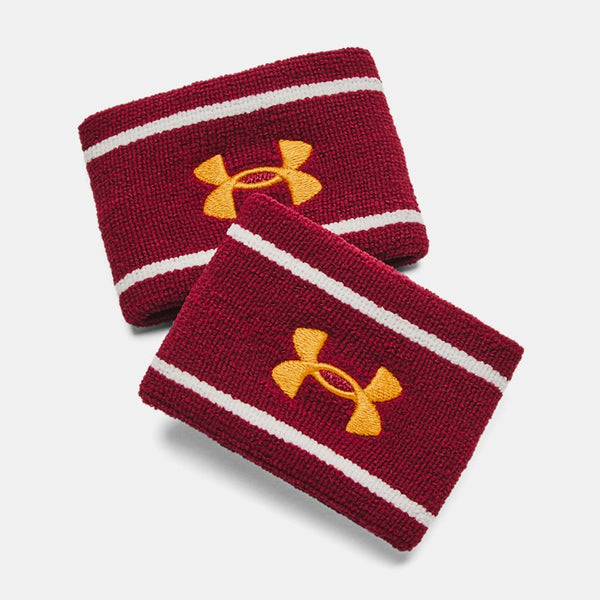 Under Armour Striped Performance Terry 2-Pack Wristbands Cardinal White Clay Golden Yellow