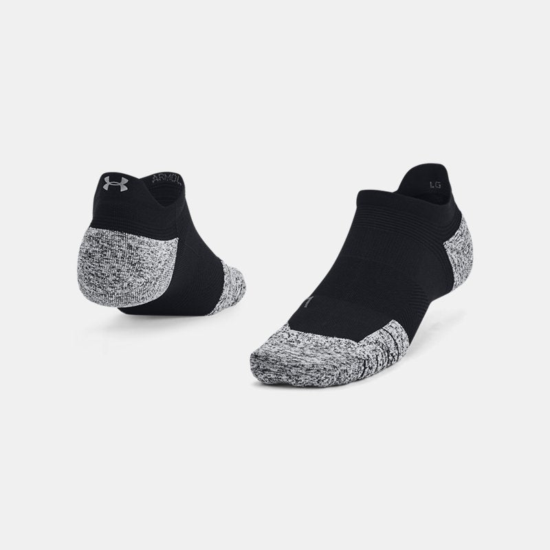 Under Armour ArmourDry™ Run Cushion No Show Tab Socks Black Pitch Gray Reflective