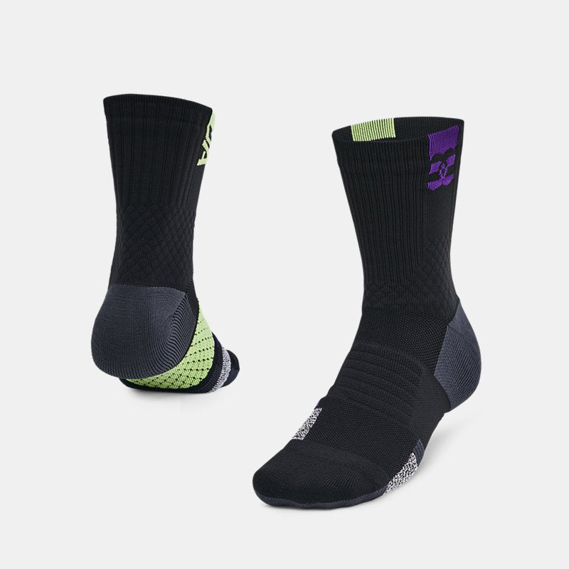 Under Armour ArmourDry™ Playmaker Mid-Crew Socks Black Anthracite Purple